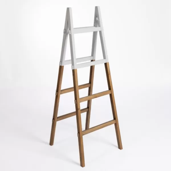 Decorative Accents-Kirkland's Home Natural And White Wood Foldable Ladder White/Tan