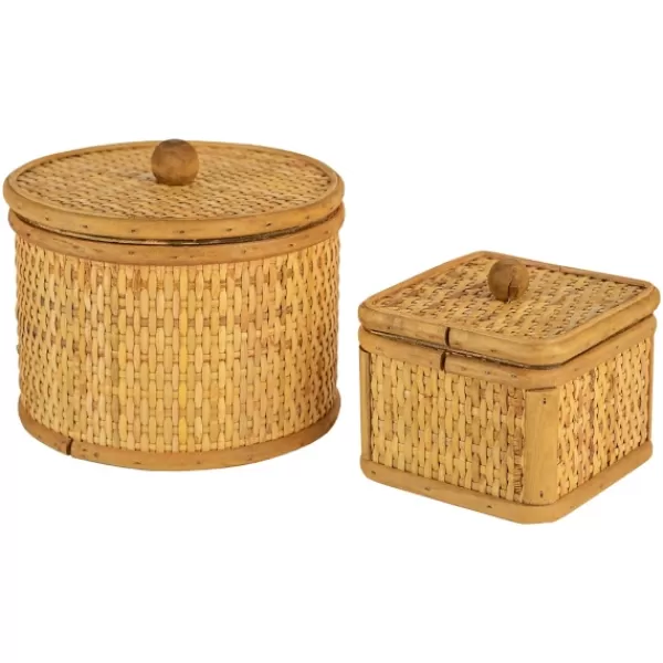 Baskets & Boxes-Kirkland's Home Natural Antique Woven 2-Pc. Box Set Brown/Tan