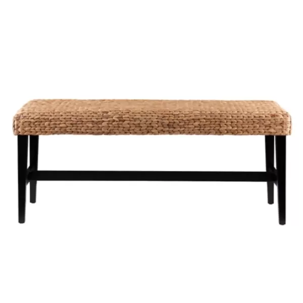 Benches & Ottomans-Kirkland's Home Natural Blanchard Water Hyacinth Bench Tan