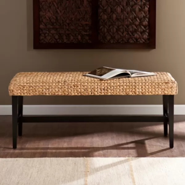 Benches & Ottomans-Kirkland's Home Natural Blanchard Water Hyacinth Bench Tan