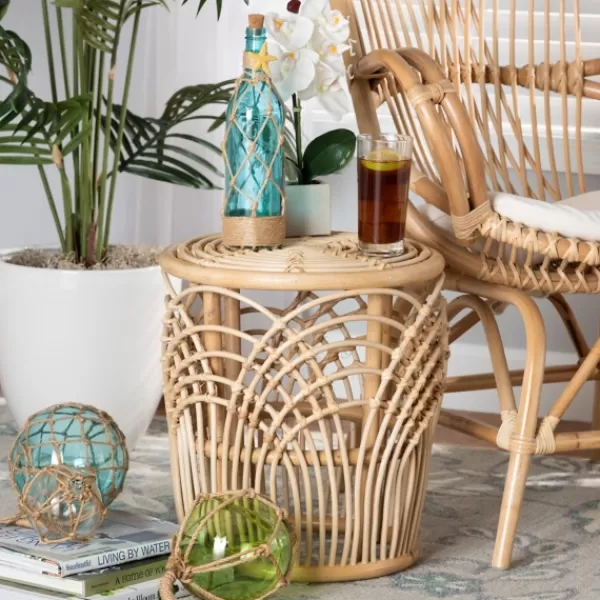 Accent & End Tables-Kirkland's Home Natural Boho Rattan Weave Accent Table