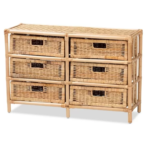 Cabinets & Sideboards-Kirkland's Home Natural Boho Rattan Weave Storage Cabinet