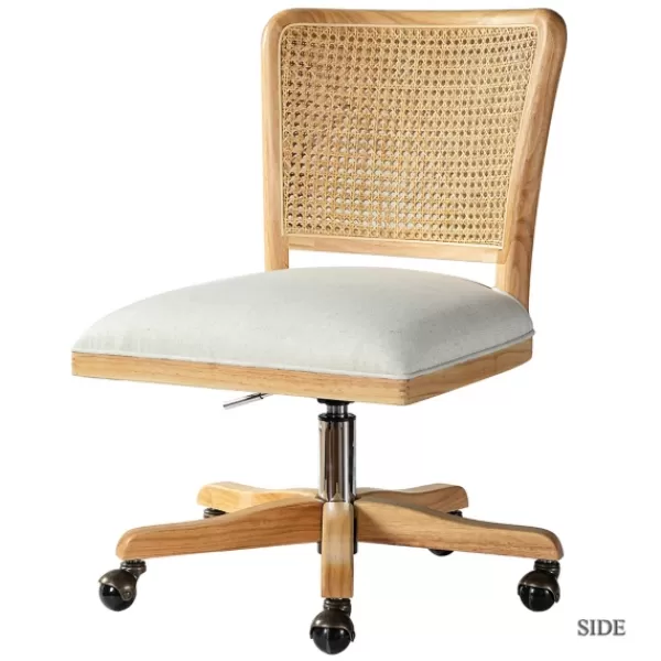 Office Furniture-Kirkland's Home Natural Cane Back Linen Office Chair