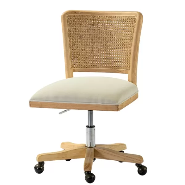 Office Furniture-Kirkland's Home Natural Cane Back Suede Office Chair