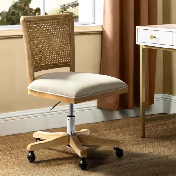 Office Furniture-Kirkland's Home Natural Cane Back Suede Office Chair