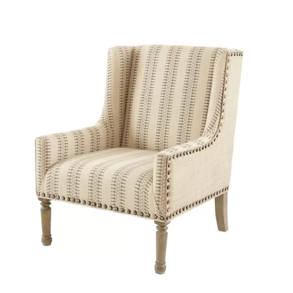 Accent Chairs-Kirkland's Home Natural Cara Stripe Accent Chair Tan