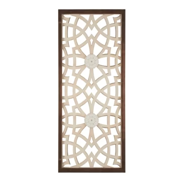 Wall Plaques-Kirkland's Home Natural Carved Damask Wooden Wall Plaque Tan