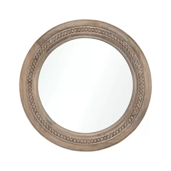 Decorative Mirrors-Kirkland's Home Natural Carved Driftwood Round Wall Mirror