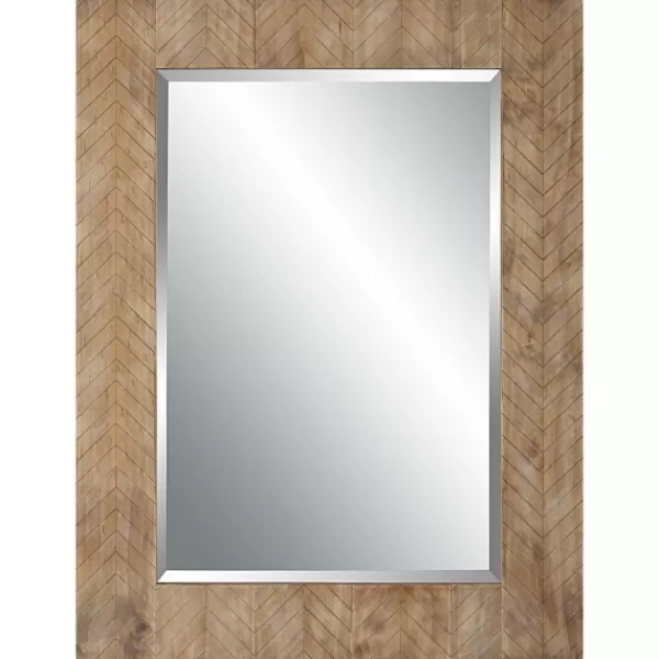 Decorative Mirrors-Kirkland's Home Natural Chevron Wood Wall Mirror