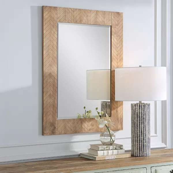 Decorative Mirrors-Kirkland's Home Natural Chevron Wood Wall Mirror