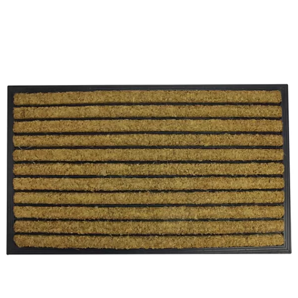 Doormats-Kirkland's Home Natural Coir Striped Non-Skid Doormat Tan/Black