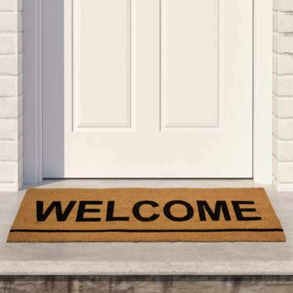 Doormats-Kirkland's Home Natural Coir Welcome Doormat Tan/Black