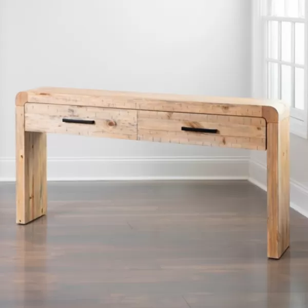 Console Tables-Kirkland's Home Natural Curved Edge Console Table Tan