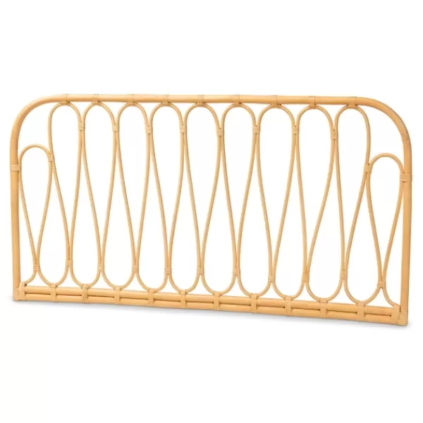 Beds & Headboards-Kirkland's Home Natural Curved Rat Wall Mounted Queen Headboard Tan