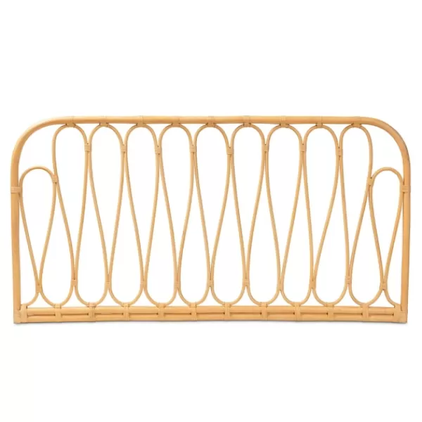 Beds & Headboards-Kirkland's Home Natural Curved Rat Wall Mounted Queen Headboard Tan