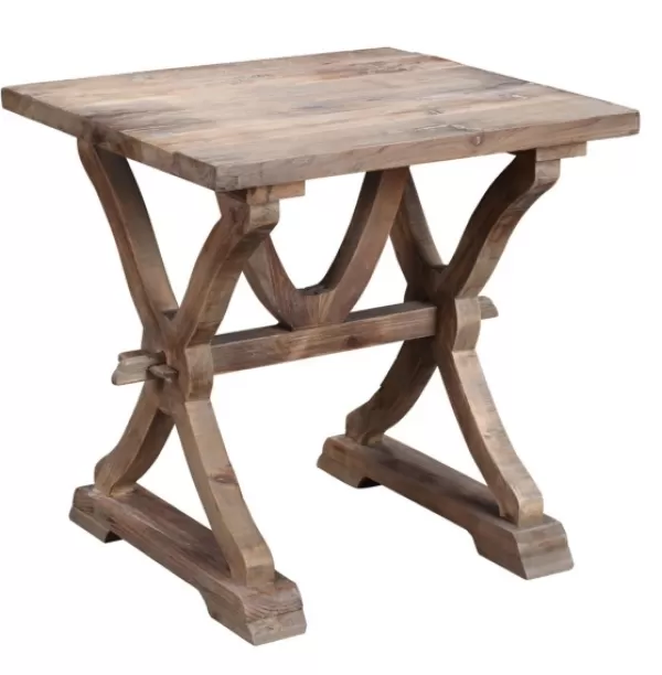 Accent & End Tables-Kirkland's Home Natural Farmhouse Trestle Base Accent Table Brown