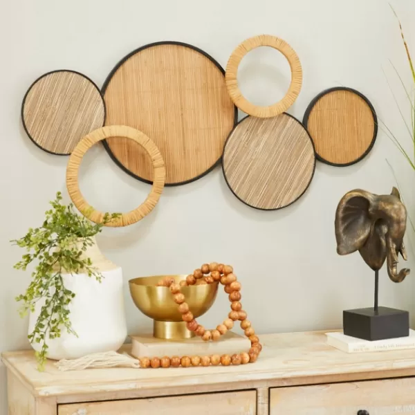 Wall Plaques-Kirkland's Home Natural Floating Disks Bamboo Wall Plaque Tan/Black