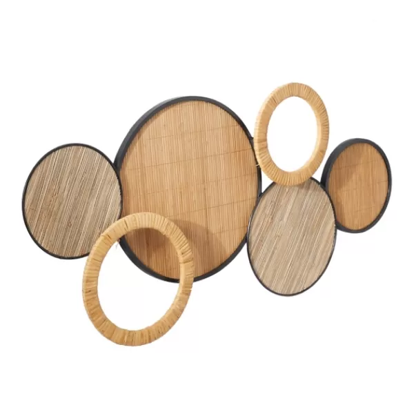 Wall Plaques-Kirkland's Home Natural Floating Disks Bamboo Wall Plaque Tan/Black