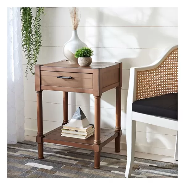 Accent & End Tables-Kirkland's Home Natural Geometric Industrial Pull Accent Table Brown