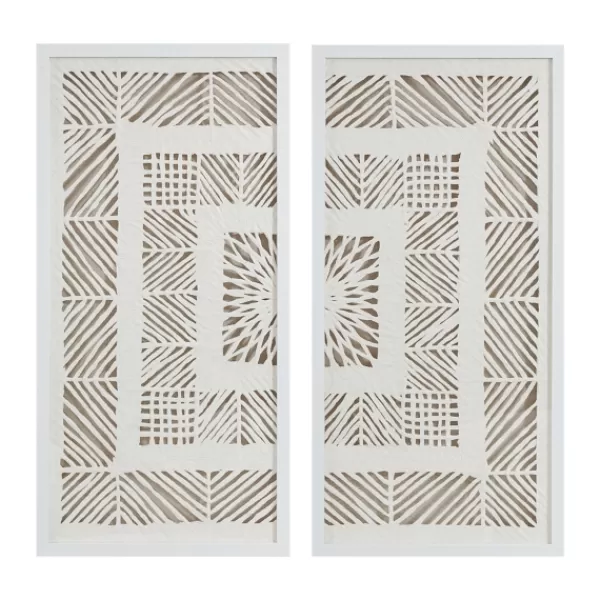 Framed Art-Kirkland's Home Natural Geometric Rice Paper Framed Art, Set Of 2 Tan