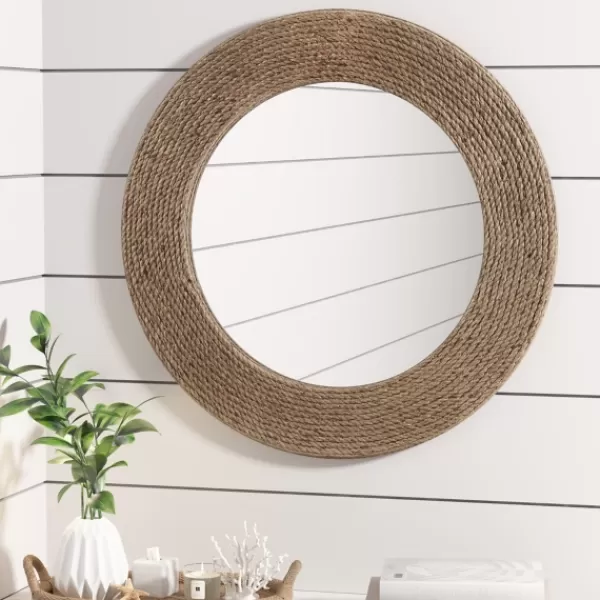 Decorative Mirrors-Kirkland's Home Natural Jute Round Wall Mirror