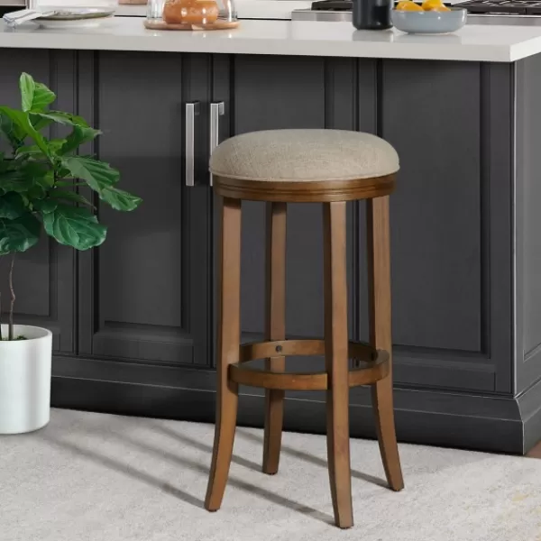 Bar Stools & Counter Height Stools-Kirkland's Home Natural Linen And Wood Bar Stool Tan