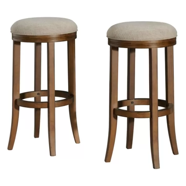 Bar Stools & Counter Height Stools-Kirkland's Home Natural Linen And Wood Bar Stools, Set Of 2 Tan