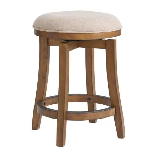 Bar Stools & Counter Height Stools-Kirkland's Home Natural Linen Barrel Base Swivel Counter Stool Tan