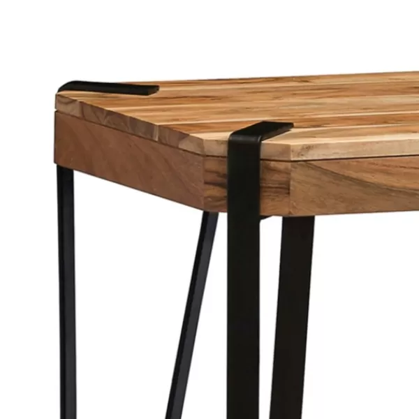 Accent & End Tables-Kirkland's Home Natural Live Edge Acacia Wood Accent Table Tan/Black