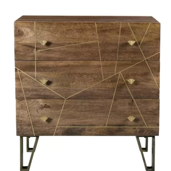 Dressers & Chests-Kirkland's Home Natural Mango Wood Chest With Brass Inlay