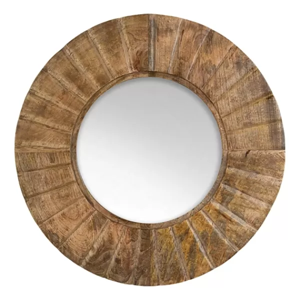 Decorative Mirrors-Kirkland's Home Natural Mango Wood Round Frame Mirror