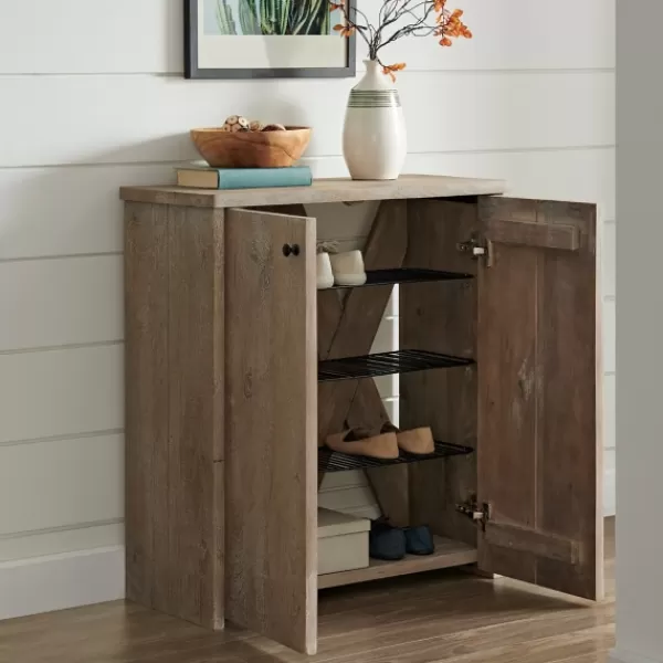 Entryway Furniture-Kirkland's Home Natural Mango Wood Shoe Cubbie