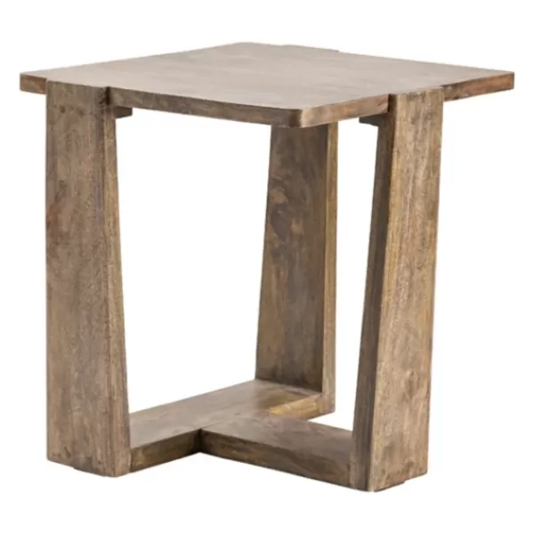 Accent & End Tables-Kirkland's Home Natural Mango Wood T-Base Accent Table