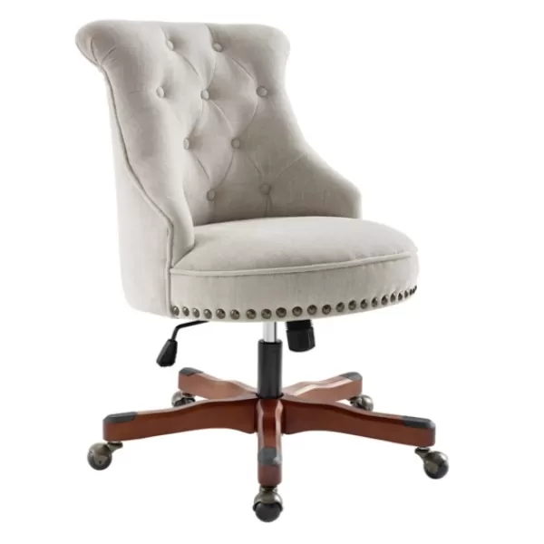 Office Furniture-Kirkland's Home Natural Miller Tufted Office Chair Tan