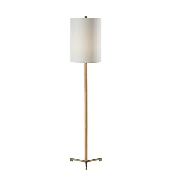 Floor Lamps-Kirkland's Home Natural Oak Wood Slim Floor Lamp White