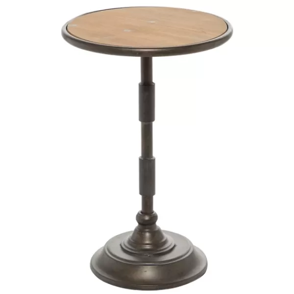 Accent & End Tables-Kirkland's Home Natural Pine And Gray Metal Accent Table, 21 In. Brown/Gray