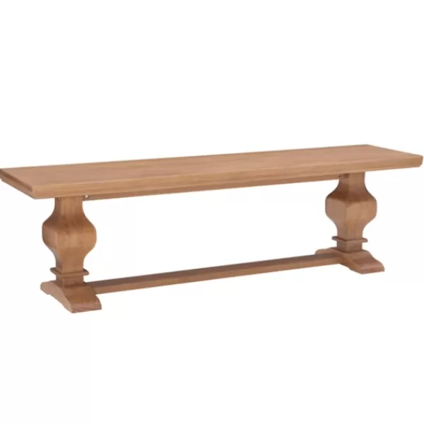 Benches & Ottomans-Kirkland's Home Natural Pine Wood Knotted Column Bench Tan