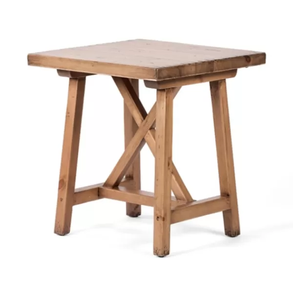 Accent & End Tables-Kirkland's Home Natural Pine Wood Trellis Accent Table Brown