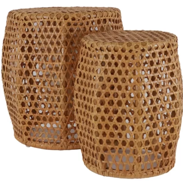 Accent & End Tables-Kirkland's Home Natural Rat Drum 2-Pc. Accent Table Set Tan