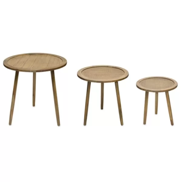 Accent & End Tables-Kirkland's Home Natural Rat Tripod Accent Tables, Set Of 3 Tan