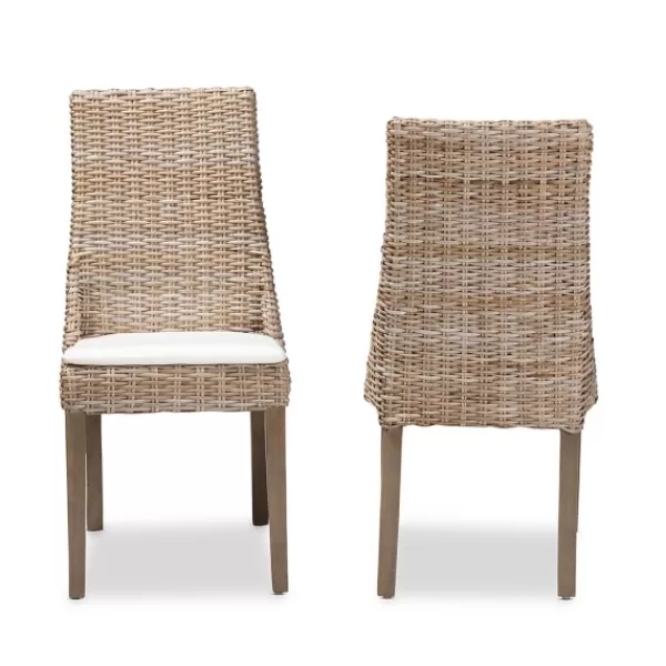 Dining Chairs-Kirkland's Home Natural Rattan High Back Dining Chairs, Set Of 2 Brown