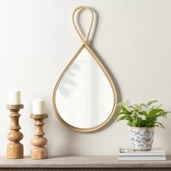 Decorative Mirrors-Kirkland's Home Natural Rattan Raindrop Wall Mirror