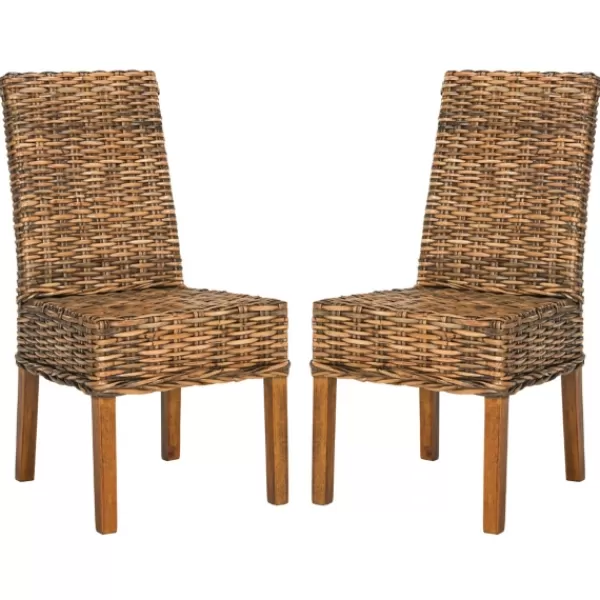 Dining Chairs-Kirkland's Home Natural Rattan Wood Woven 2-Pc. Dining Chair Set Brown