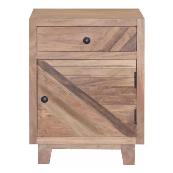 Nightstands-Kirkland's Home Natural Reclaimed Wood Diagonal Slats Nights D Tan