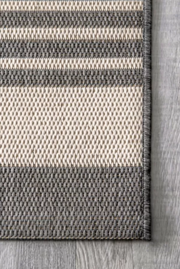 Outdoor Rugs-Kirkland's Home Natural Robin Stripe Outdoor Area Rug, 6X9 Gray/Ivory