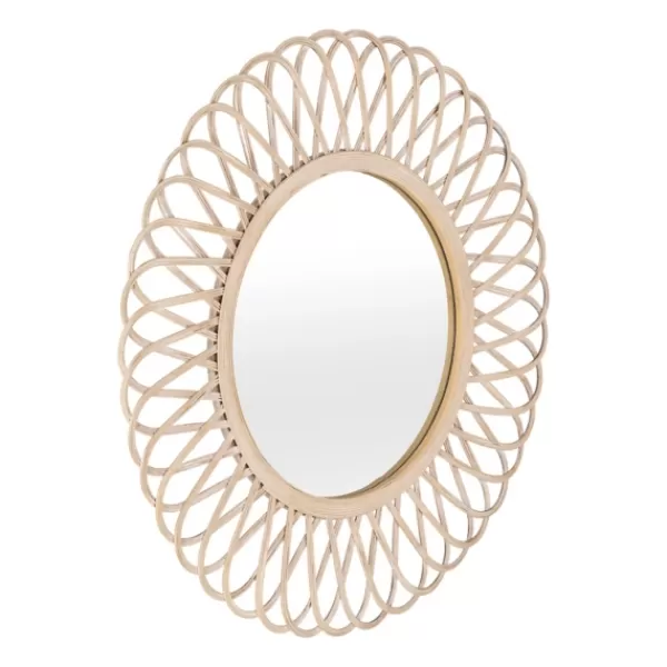 Framed Mirrors-Kirkland's Home Natural Tan Daisy Spiral Wicker Framed Mirror