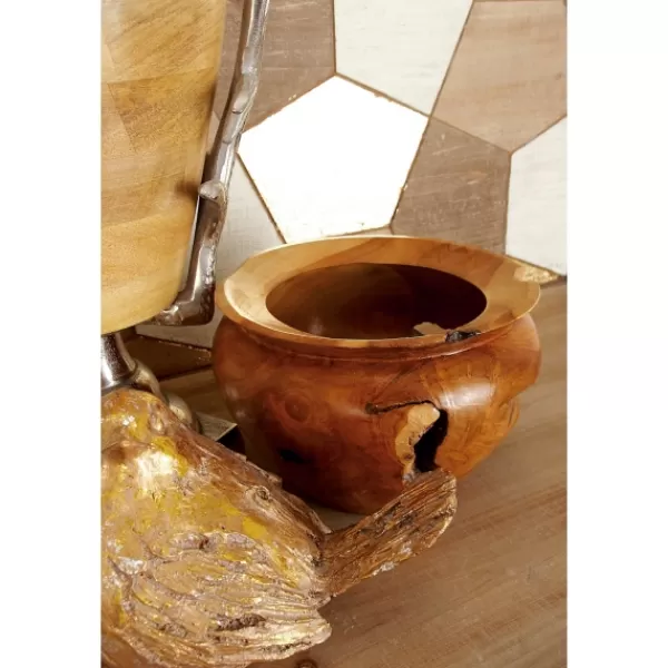 Decorative Bowls & Jars-Kirkland's Home Natural Teak Wood Banga Bowl Brown