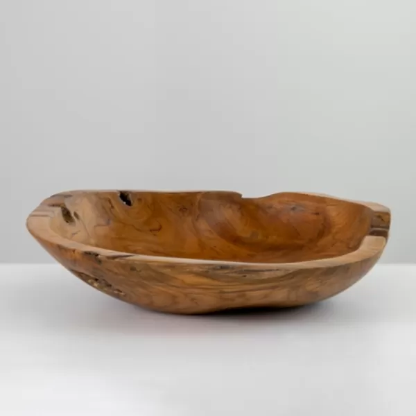 Decorative Bowls & Jars-Kirkland's Home Natural Teak Wood Organic Bowl Brown