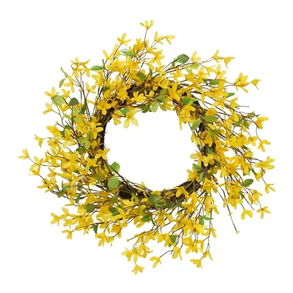 Wreaths-Kirkland's Home Natural Twig Forsythia Wreath Yellow