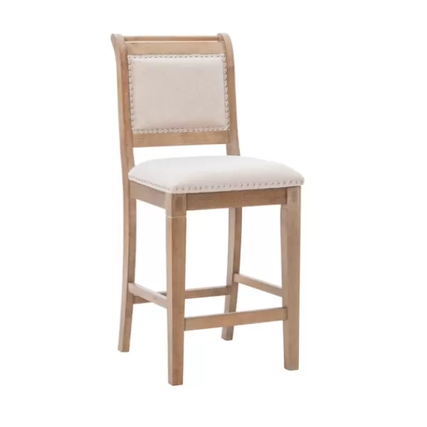 Bar Stools & Counter Height Stools-Kirkland's Home Natural Upholstered Wood Frame Counter Stool Tan